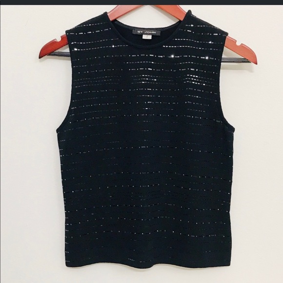 St. John Tops - ST. JOHN “ Black Label” Embellished Shell
